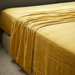 EMINZA Drap plat gaze de coton (240 x 300 cm) Gaïa Jaune safran