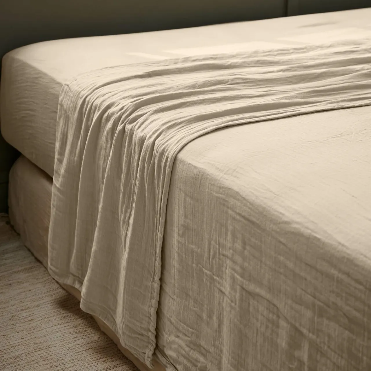 EMINZA Drap plat gaze de coton (270 x 300 cm) Gaïa Ficelle Outlet