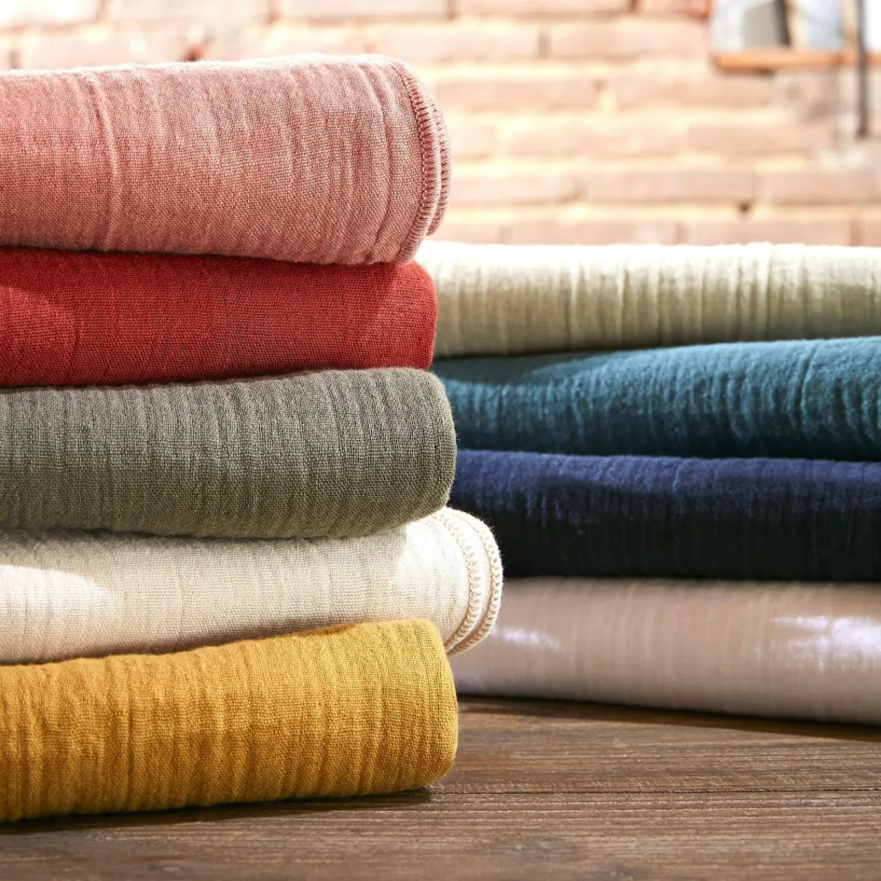 EMINZA Drap plat gaze de coton (270 x 300 cm) Gaïa Ficelle Outlet