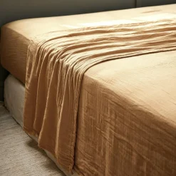 EMINZA Drap plat gaze de coton (270 x 300 cm) Gaïa Camel