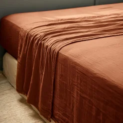EMINZA Drap plat gaze de coton (240 x 300 cm) Gaïa Terracotta Clearance
