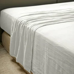 EMINZA Drap plat gaze de coton (270 x 300 cm) Gaïa Gris nuage Gris clair New