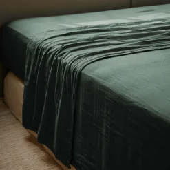 EMINZA Drap plat gaze de coton (270 x 300 cm) Gaïa Vert sapin Online