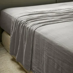EMINZA Drap plat gaze de coton (240 x 300 cm) Gaïa Gris granit Gris foncé Sale