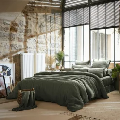 EMINZA Drap plat gaze de coton (240 x 300 cm) Gaïa Vert romarin New
