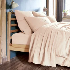 EMINZA Drap plat gaze de coton (270 x 300 cm) Gaïa Rose poudré Online