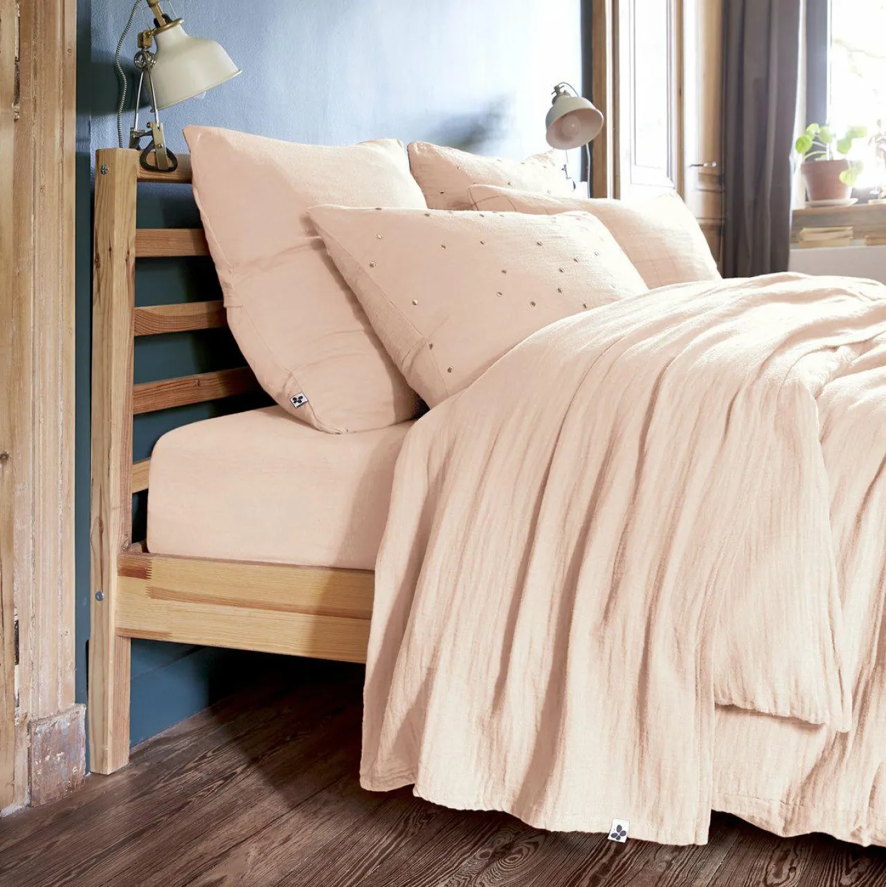 EMINZA Drap plat gaze de coton (270 x 300 cm) Gaïa Rose poudré Online