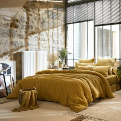 EMINZA Drap plat gaze de coton (270 x 300 cm) Gaïa Jaune safran Discount