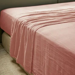 EMINZA Drap plat gaze de coton (270 x 300 cm) Gaïa Rose Pêche Hot
