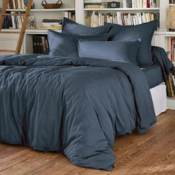 EMINZA Drap plat percale de coton (270 x 300 cm) Cali Bleu marine Discount