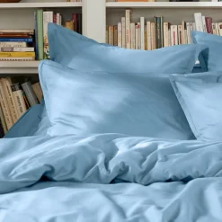 EMINZA Drap plat percale de coton (270 x 300 cm) Cali Bleu Ciel Clearance