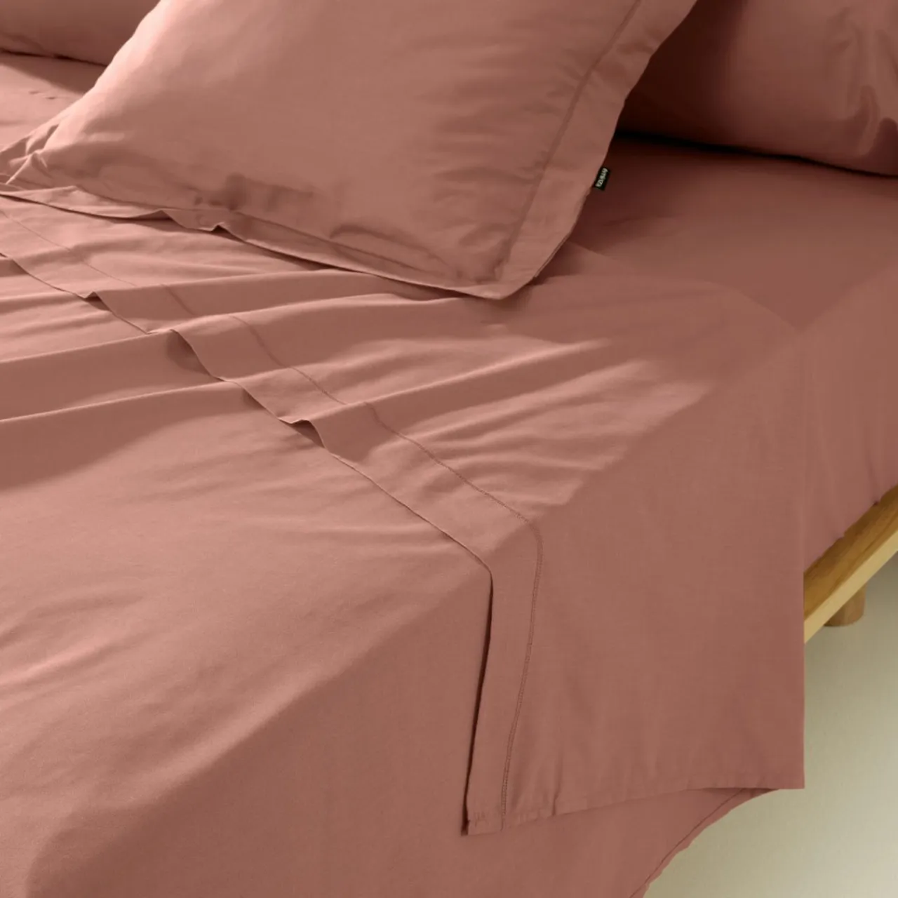 EMINZA Drap plat percale de coton (180 x 290 cm) Cali Bois de rose Rose clair Outlet