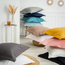 EMINZA Drap plat percale de coton (180 x 290 cm) Cali Bois de rose Rose clair Outlet