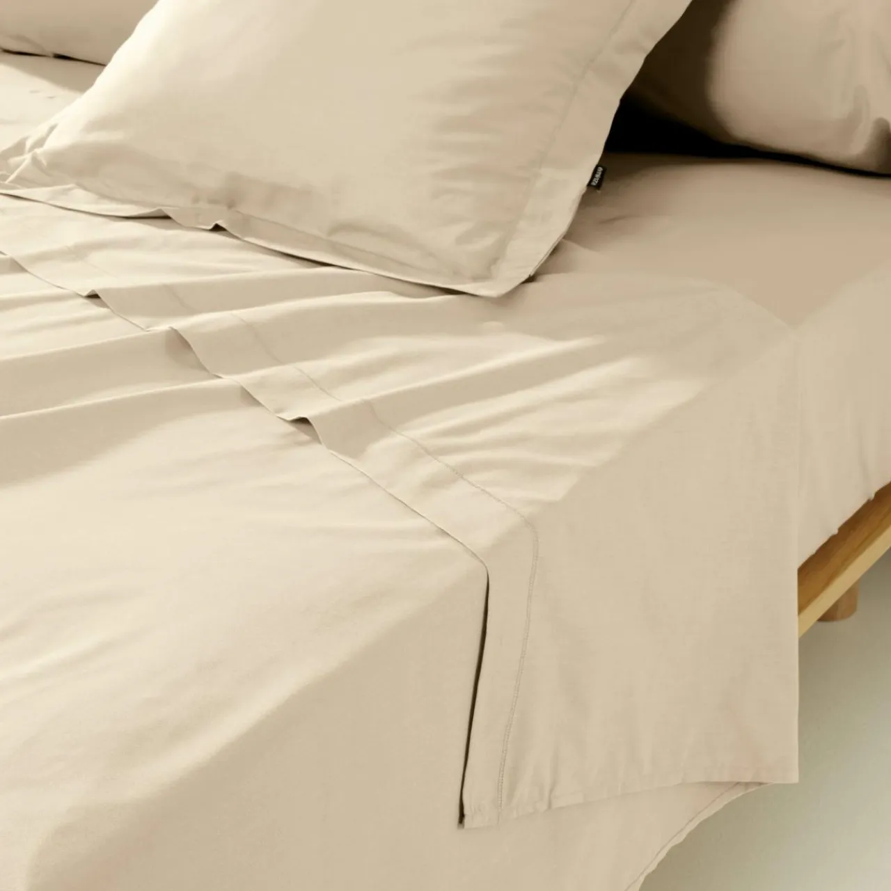 EMINZA Drap plat percale de coton (180 x 290 cm) Cali Beige Outlet