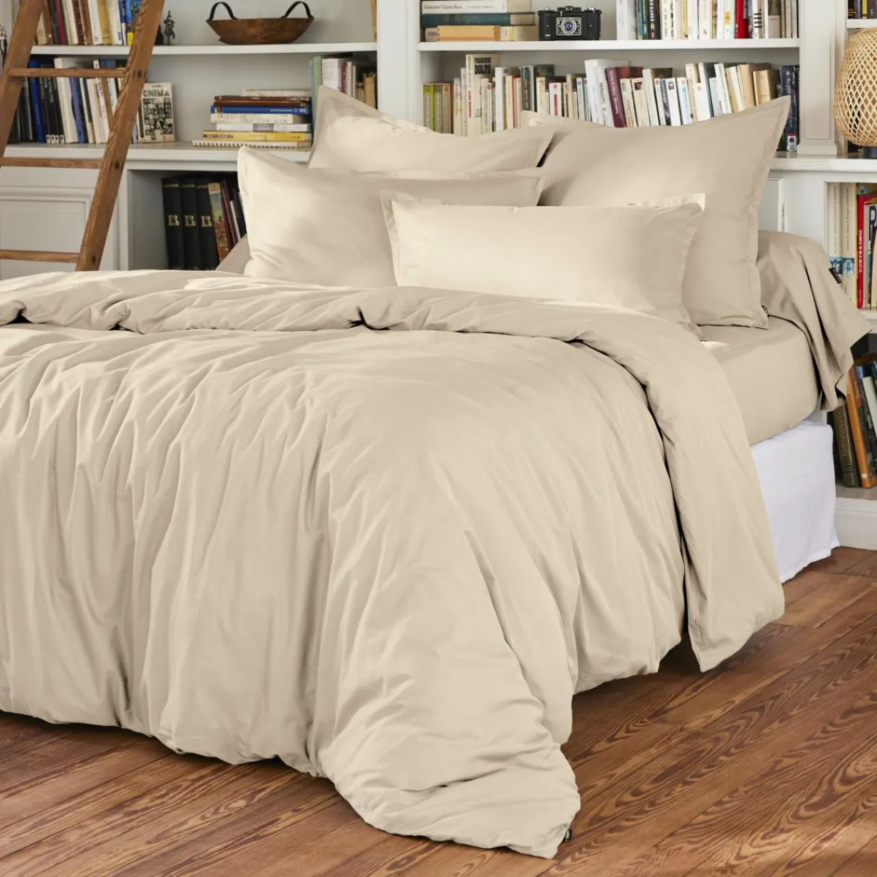 EMINZA Drap plat percale de coton (240 x 300 cm) Cali Beige Clearance