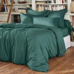 EMINZA Drap plat percale de coton (270 x 300 cm) Cali Bleu canard Hot