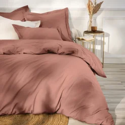 EMINZA Drap plat percale de coton (270 x 300 cm) Cali Bois de rose Rose clair Clearance