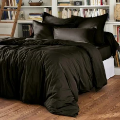EMINZA Drap plat percale de coton (180 x 290 cm) Cali Noir Clearance