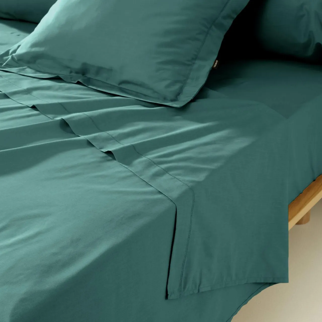 EMINZA Drap plat percale de coton (240 x 300 cm) Cali Bleu canard Sale