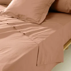 EMINZA Drap plat percale de coton (240 x 300 cm) Cali Rose Pêche Sale