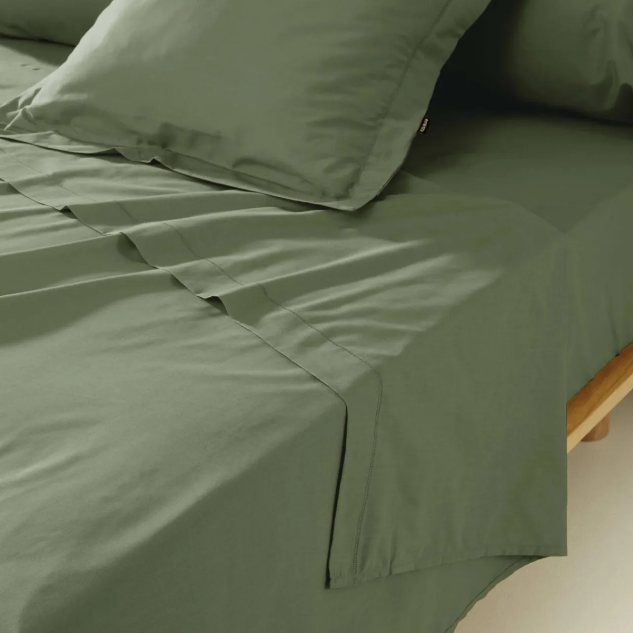 EMINZA Drap plat percale de coton (180 x 290 cm) Cali Vert romarin Outlet