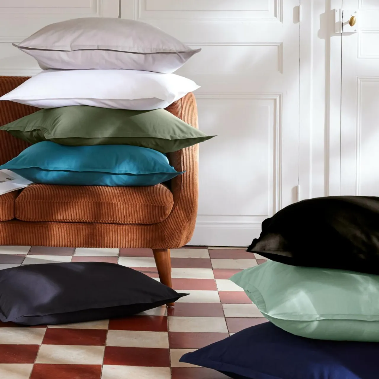 EMINZA Drap plat percale de coton (270 x 300 cm) Cali Noir Outlet