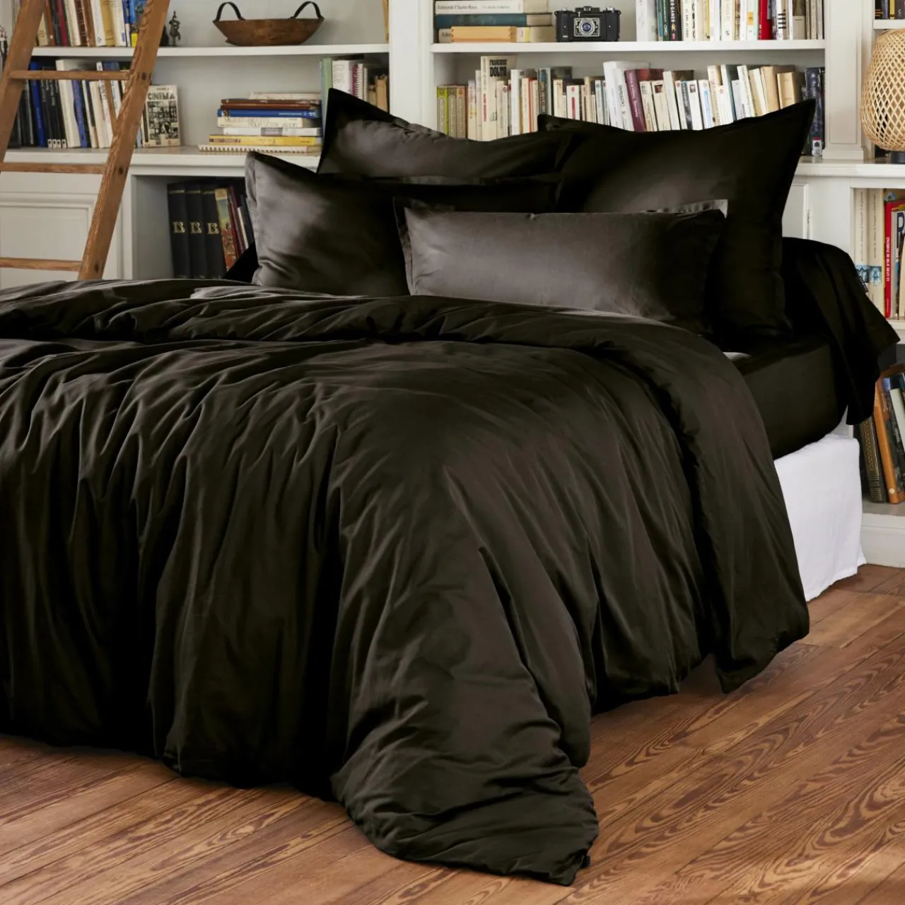 EMINZA Drap plat percale de coton (270 x 300 cm) Cali Noir Outlet