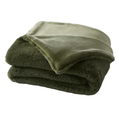 EMINZA Édredon fausse fourrure (90 x 220 cm) Finn Vert kaki New