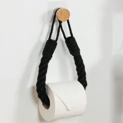TENDANCE Dérouleur de papier - porte serviette adhésif Easy Chic Corde Noir Best