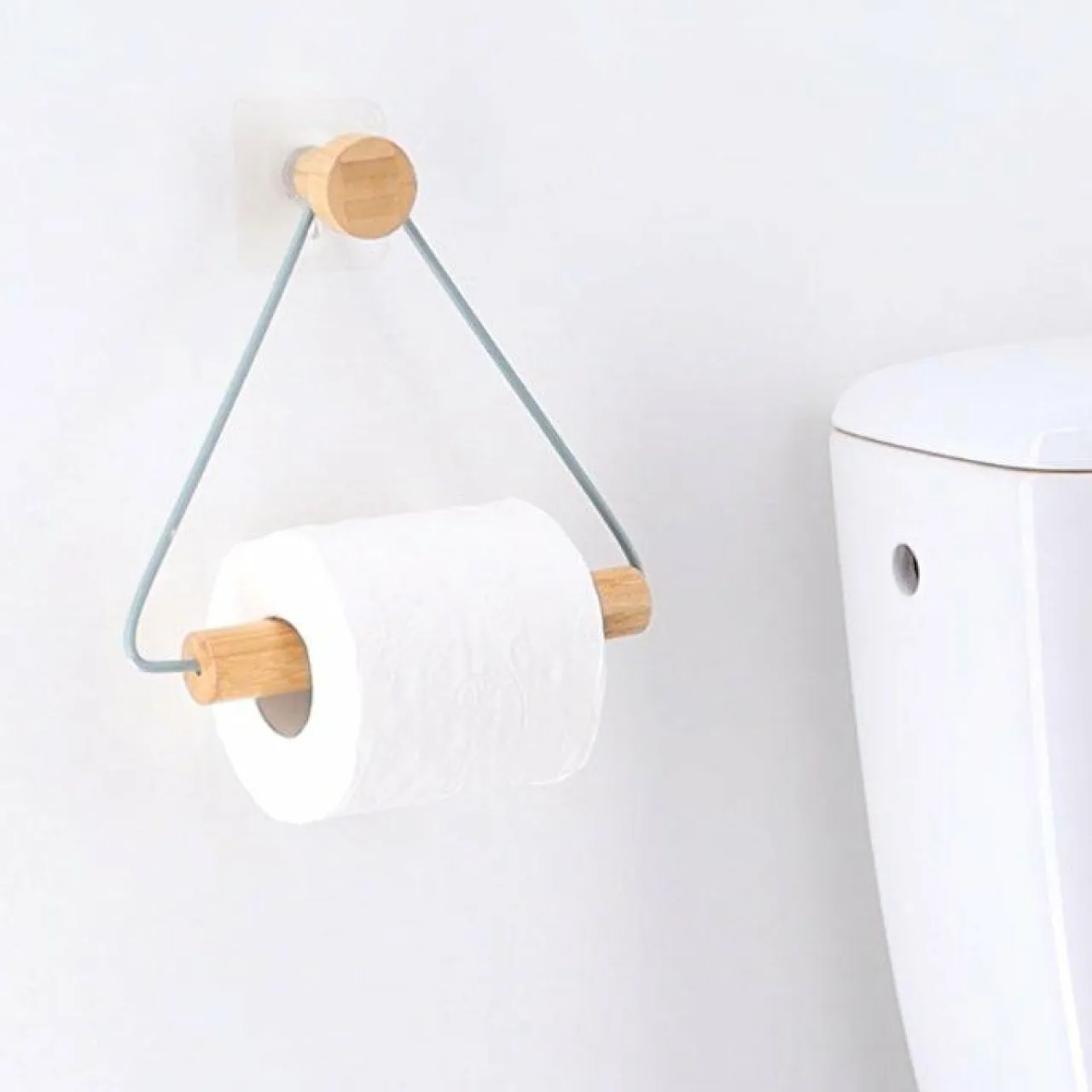 TENDANCE Dérouleur de papier toilette adhésif métal et bambou Easy Chic Noir Hot
