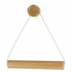 TENDANCE Dérouleur de papier toilette adhésif métal et bambou Easy Chic Blanc Best
