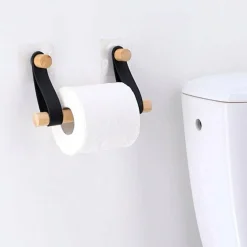 TENDANCE Dérouleur de papier toilette adhésif easy Chic simili cuir Blanc