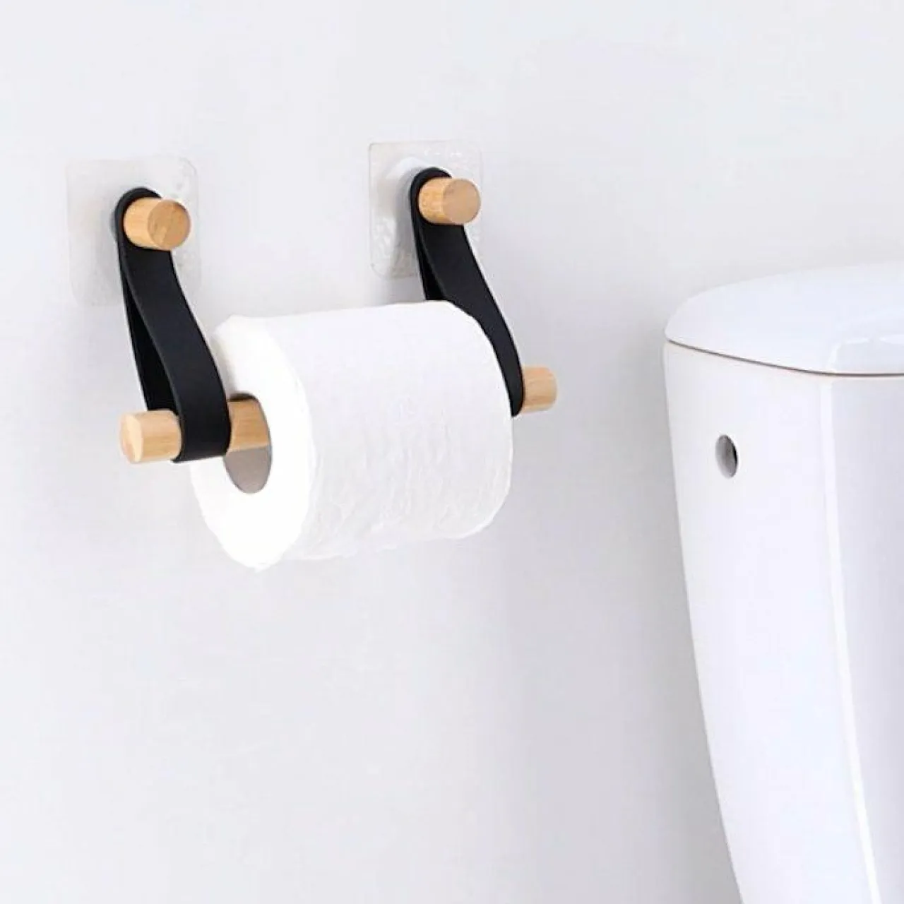 TENDANCE Dérouleur de papier toilette adhésif easy Chic simili cuir Blanc