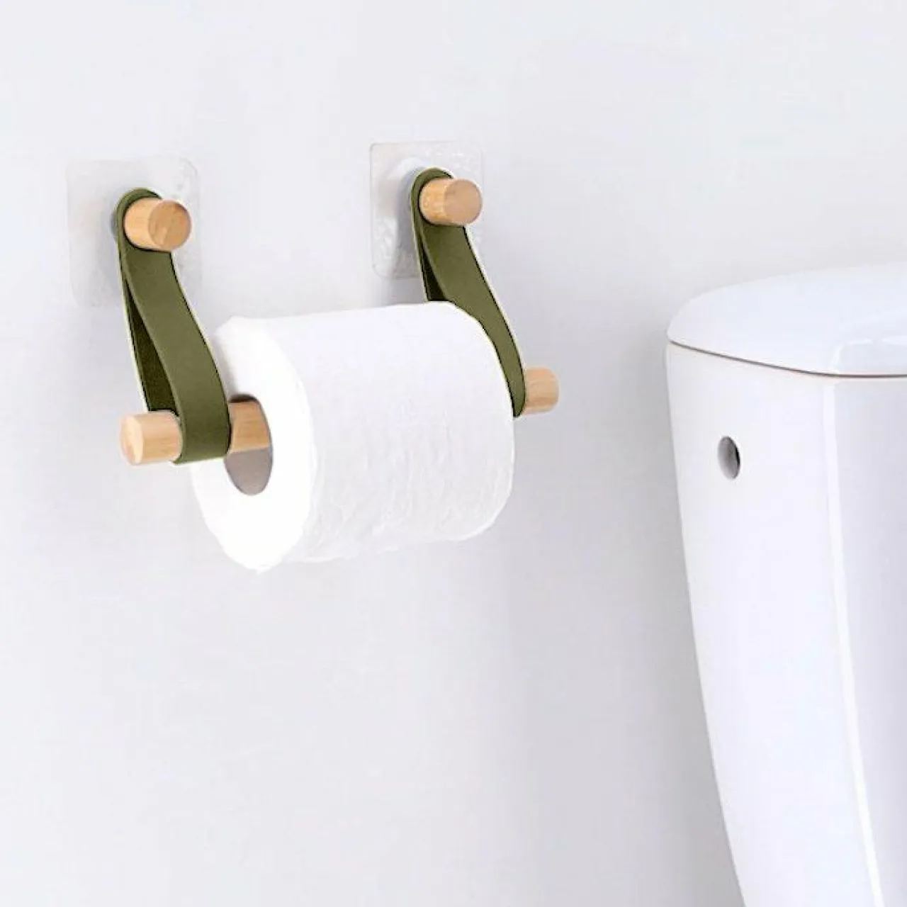 TENDANCE Dérouleur de papier toilette adhésif easy Chic simili cuir Kaki Vert kaki Clearance