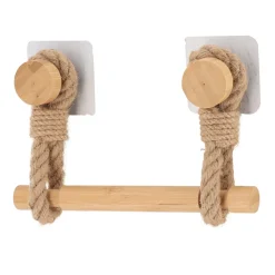 TENDANCE Dérouleur de papier toilette adhésif bambou et lanières cordes Naturel New