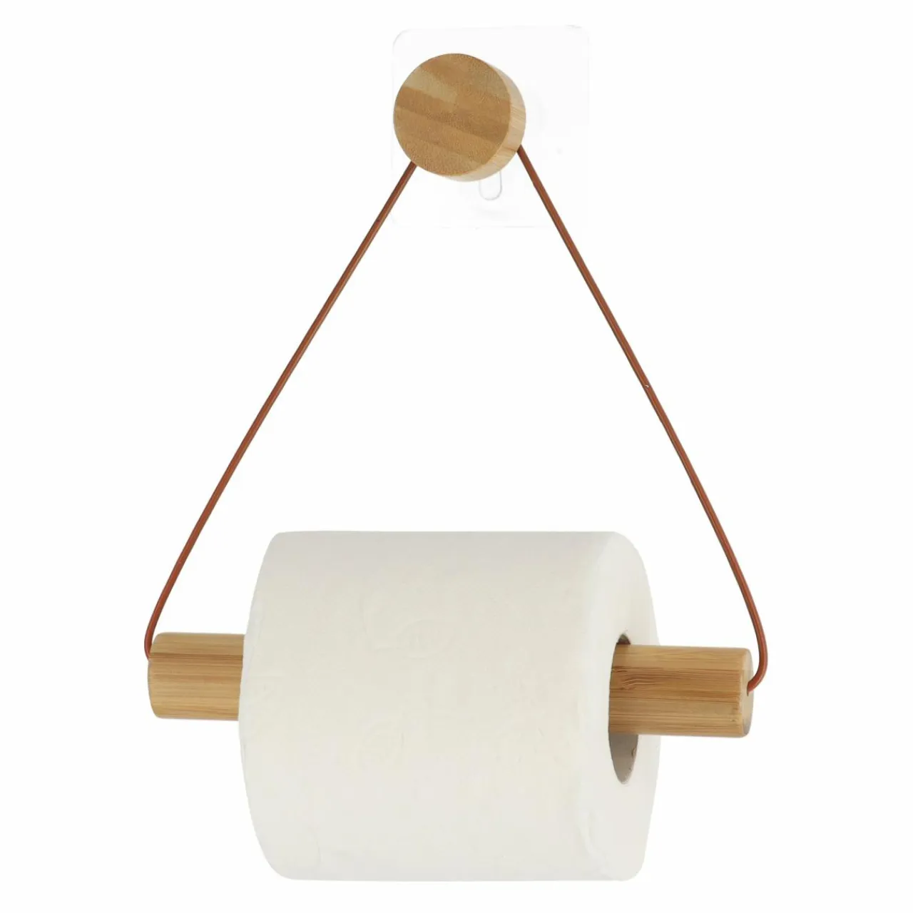 TENDANCE Dérouleur de papier toilette adhésif métal et bambou Easy Chic Caramel Discount