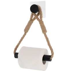 TENDANCE Dérouleur de papier toilette adhésif corde et bambou Harmonie Noir New