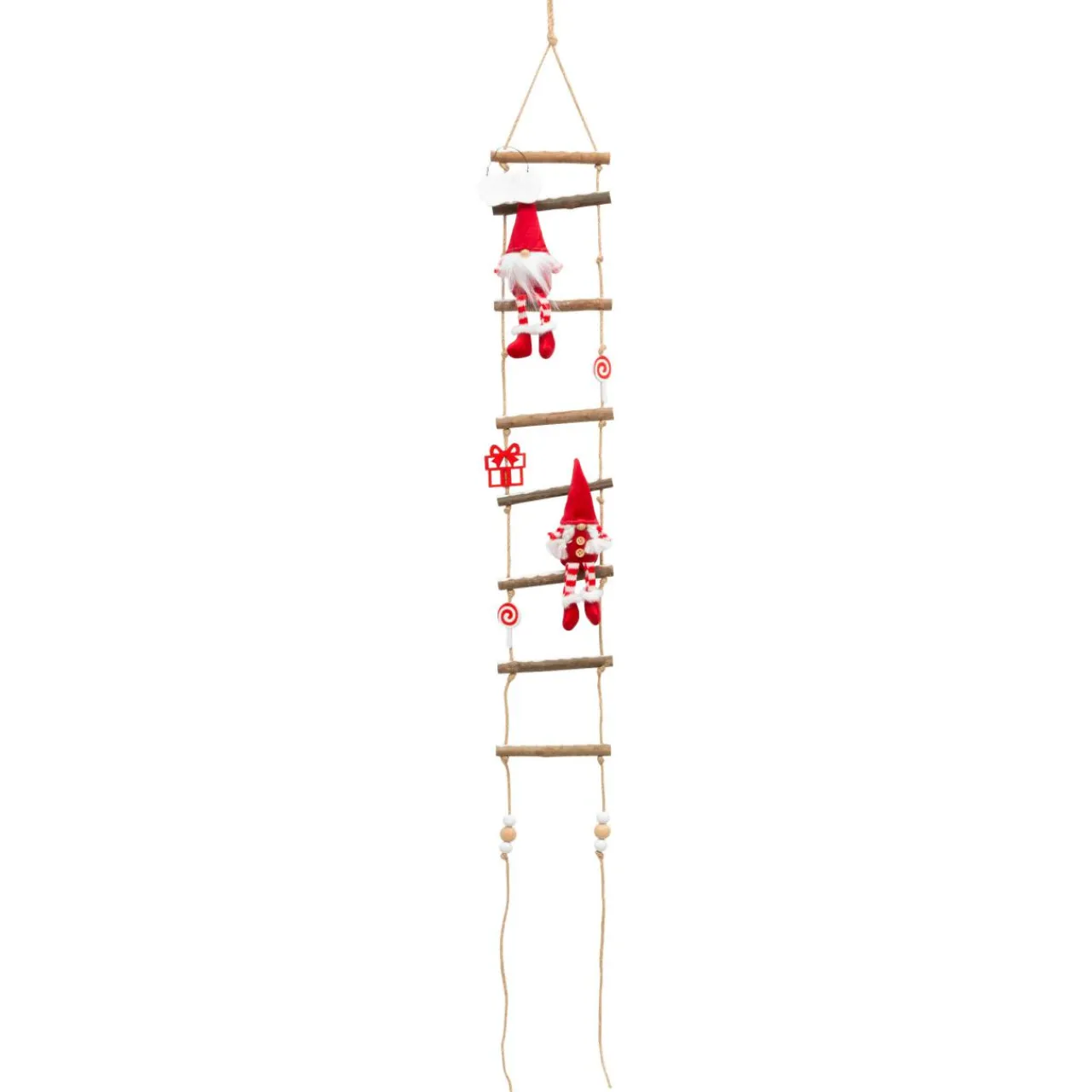 JJA Echelle en bois à suspendre (H115 cm) Les lutins coquins Rouge Discount