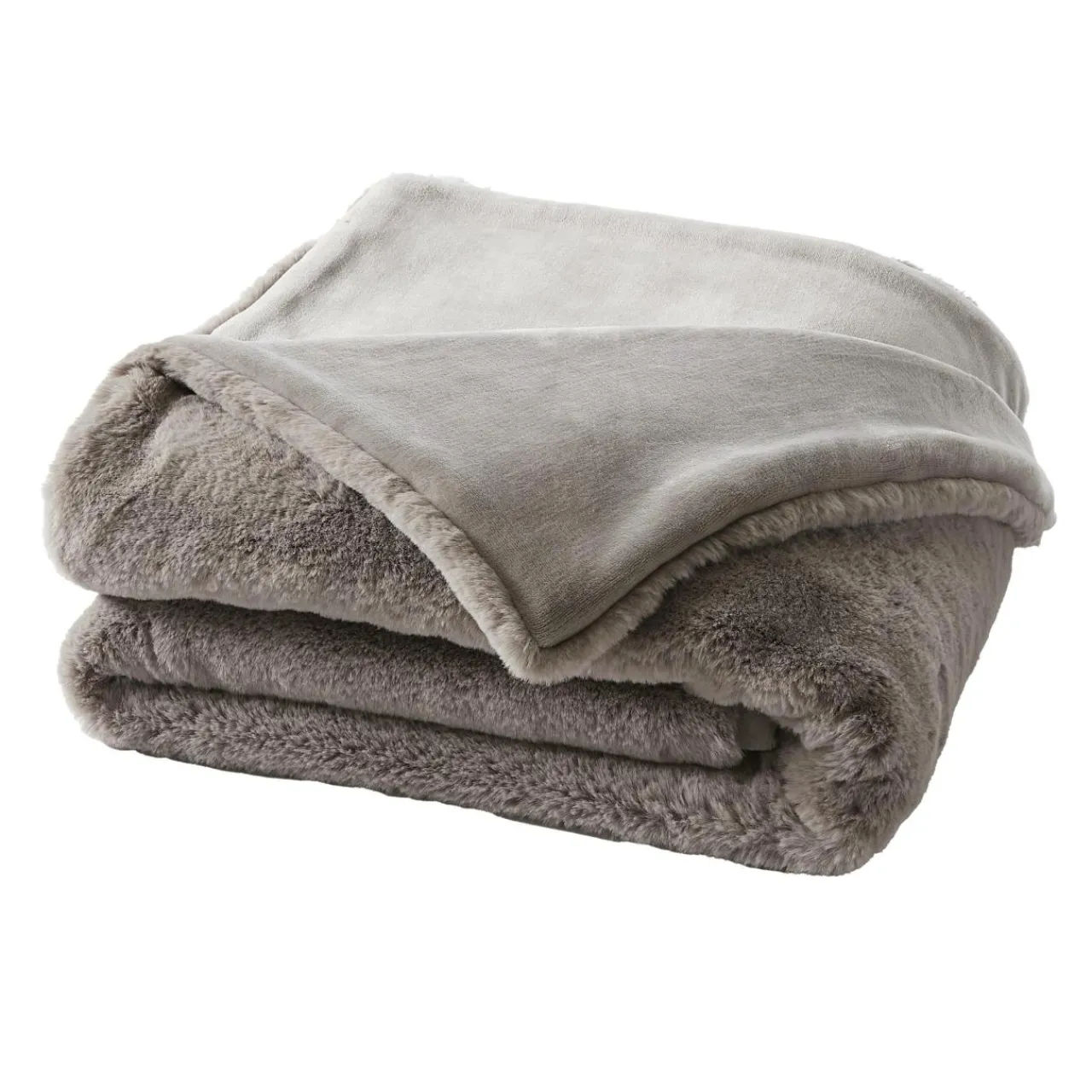 EMINZA Edredon fausse fourrure (90 x 220 cm) Finn Taupe