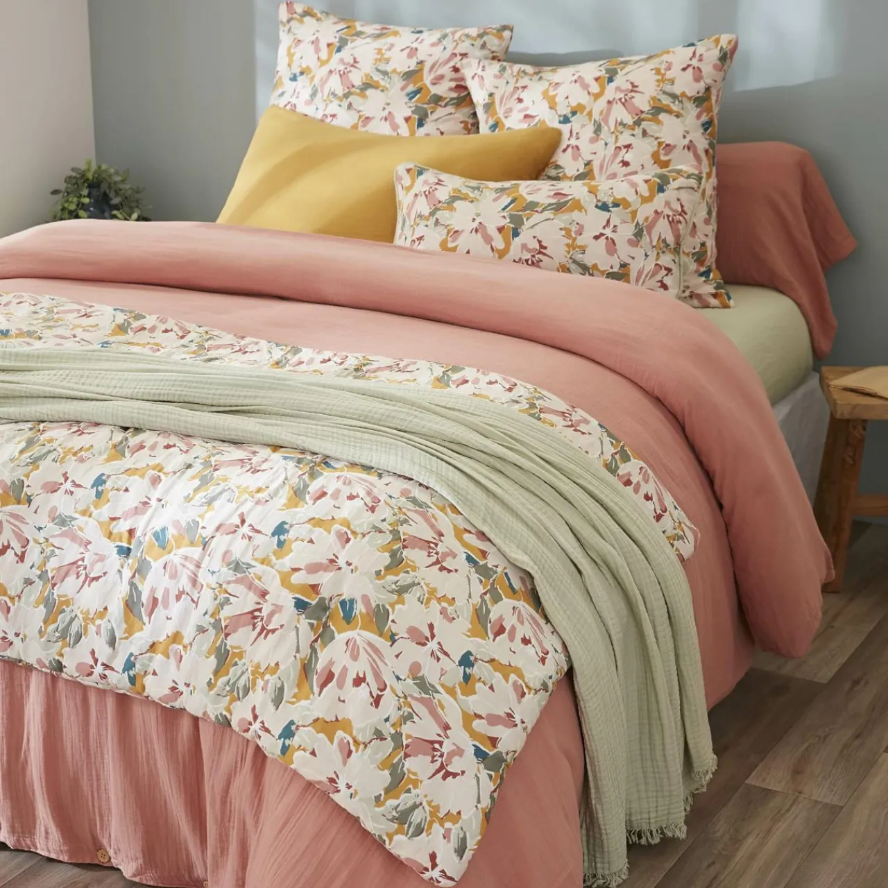 EMINZA Edredon gaze de coton (90 x 200 cm) April Mullticolore Multicolore Discount