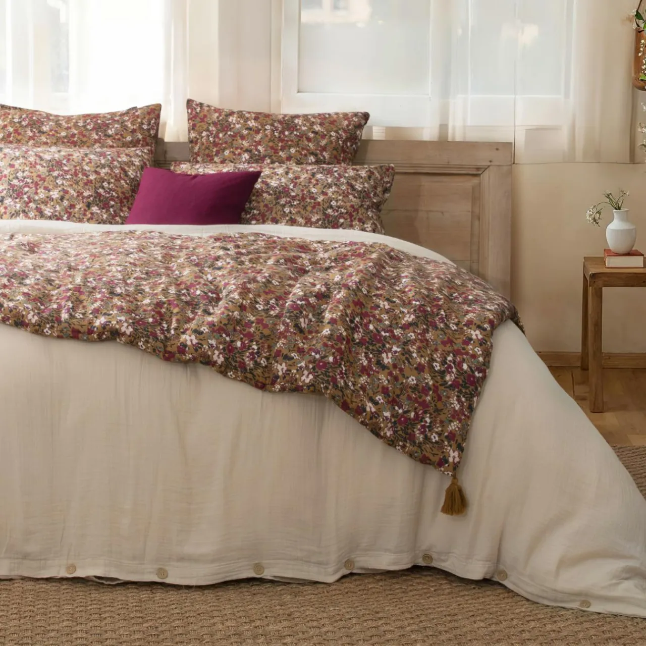 EMINZA Edredon gaze de coton (90 x 200 cm) Constance Camel Outlet