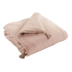 EMINZA Edredon gaze de coton (90 x 200 cm) Gaïa Rose poudré Discount
