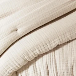 EMINZA Edredon quadruple gaze de coton (90 x 220 cm) Victoria x Gaïa pampa Beige New