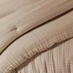 EMINZA Edredon quadruple gaze de coton (90 x 220 cm) Victoria x Gaïa Ficelle Sale