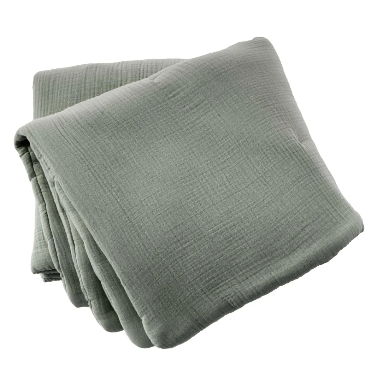 EMINZA Edredon quadruple gaze de coton (90 x 220 cm) Victoria x Gaïa Vert romarin Sale