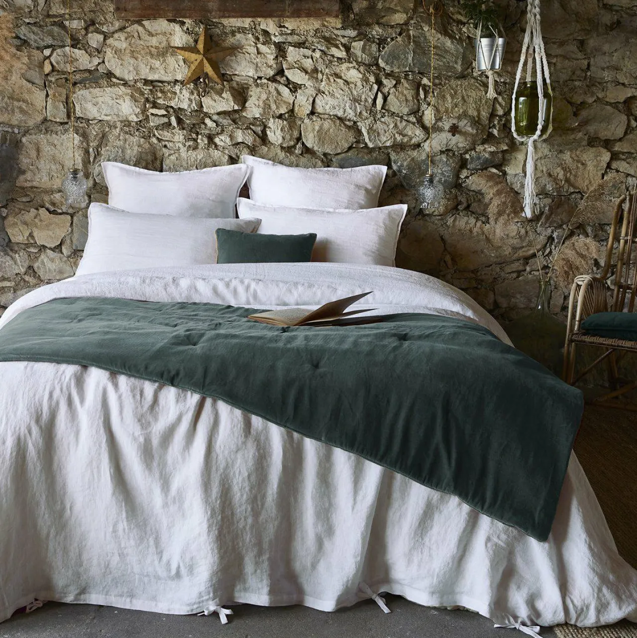 EMINZA Edredon velours de coton (90 x 200 cm) Victor Gris ardoise Clearance