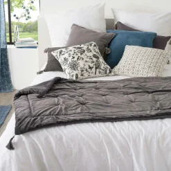 ATMOSPHERA Edredon velours (80 x 180 cm) Slow Gris Online