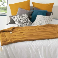 ATMOSPHERA Edredon velours (80 x 180 cm) Slow Jaune ocre Hot