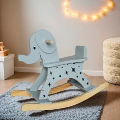 EMINZA Elephant à bascule bois (H53 cm) Stars Gris Hot