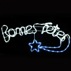 Feeric Lights & Christmas Enseigne lumineuse "Bonnes fêtes" 90 LED (90 x H41 cm) Bleu Blanc froid Discount